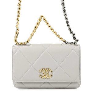 CHANEL CHANEL19 Chain wallet Lambskin Gray AP0957